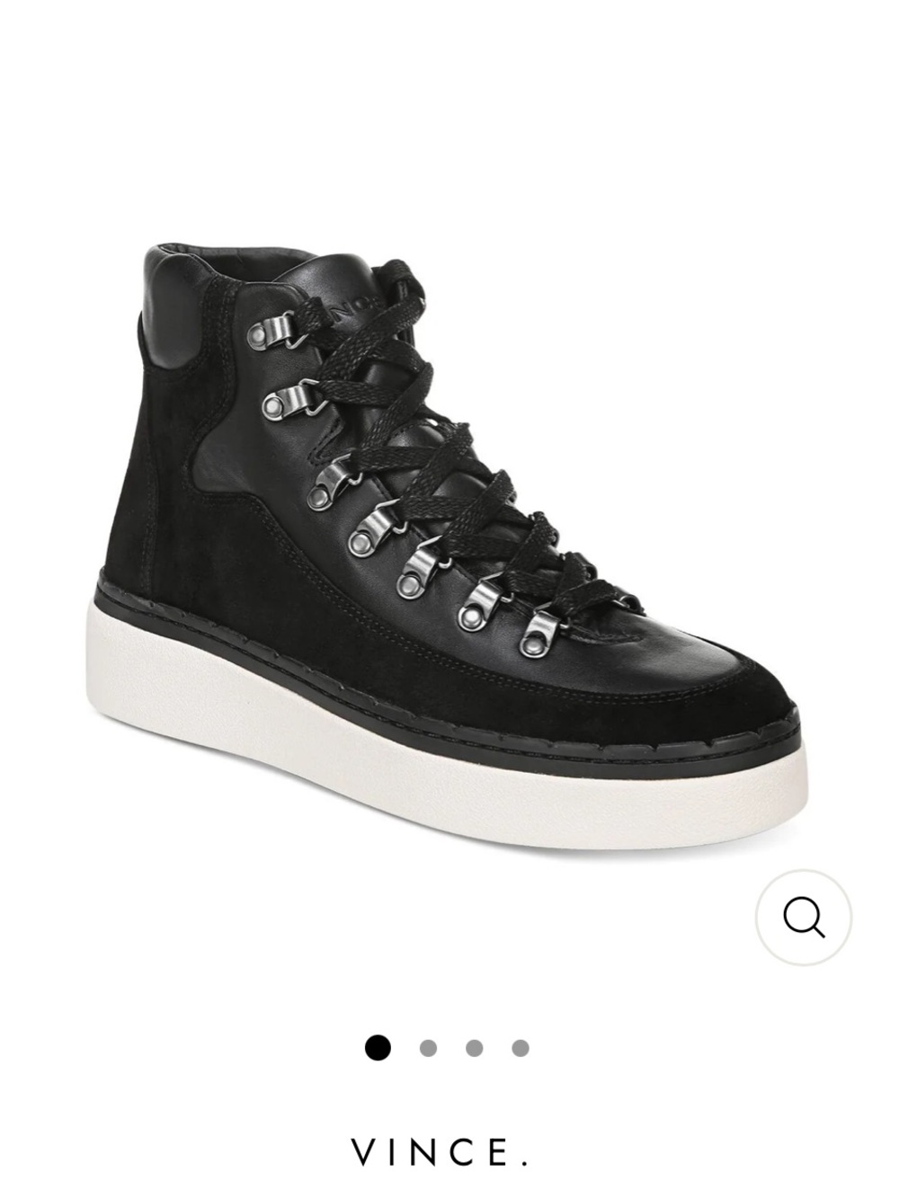 Vince Soren Weatherproof Black Leather High-Top Platform Boots, size 6